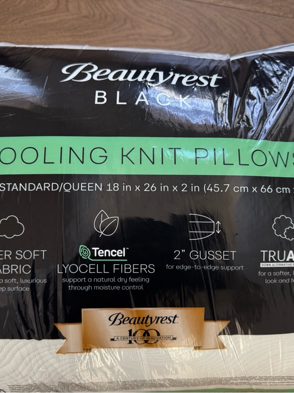 2PC BEAUTYREST BLACK Luxurious Cooling Knit Down Alternative Pillows - Picture 4 of 11